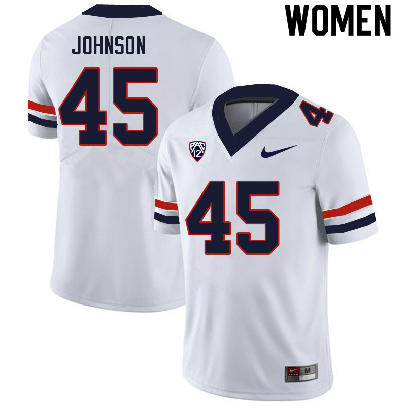 Women #45 Issaiah Johnson Arizona Wildcats College Football Jerseys Sale-White - Click Image to Close